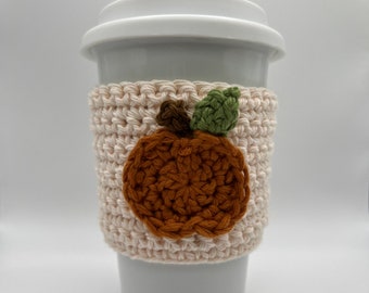 Ceramic Travel Mug w/ Crochet Pumpkin Cozy