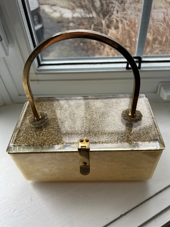 1950’s Champagne Iridescent Lucite Purse, Stunnin… - image 2