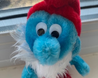 Vintage Papa Smurf Toy by Ganz Bros, Vintage PEYO 1981 Wallace Berrie & Co Papa Smurf Plush Doll Stuffed Animal
