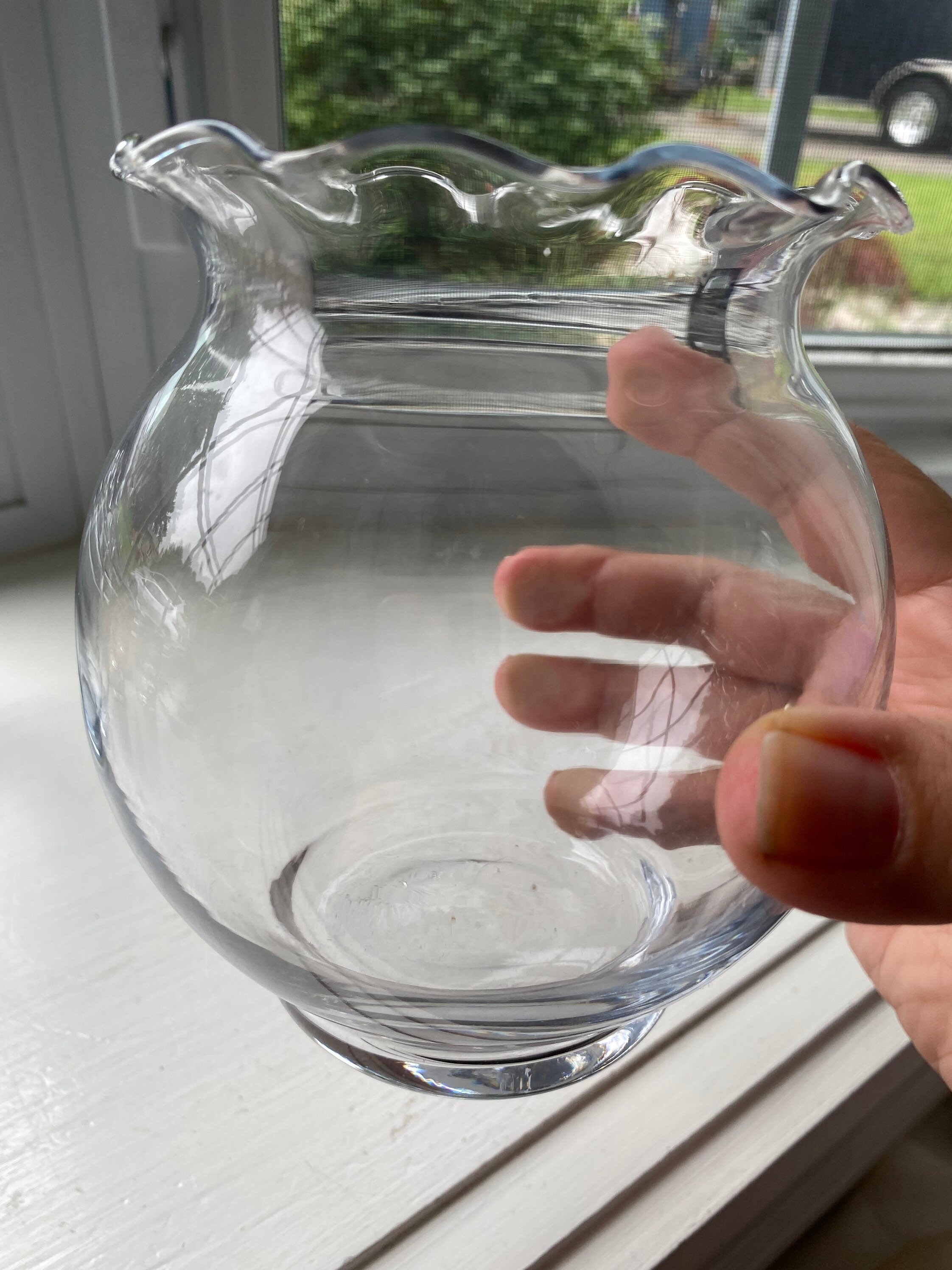 Vintage Clear Glass Round Vase Fluted Rose Bowl Small Fluted Etsy Canada