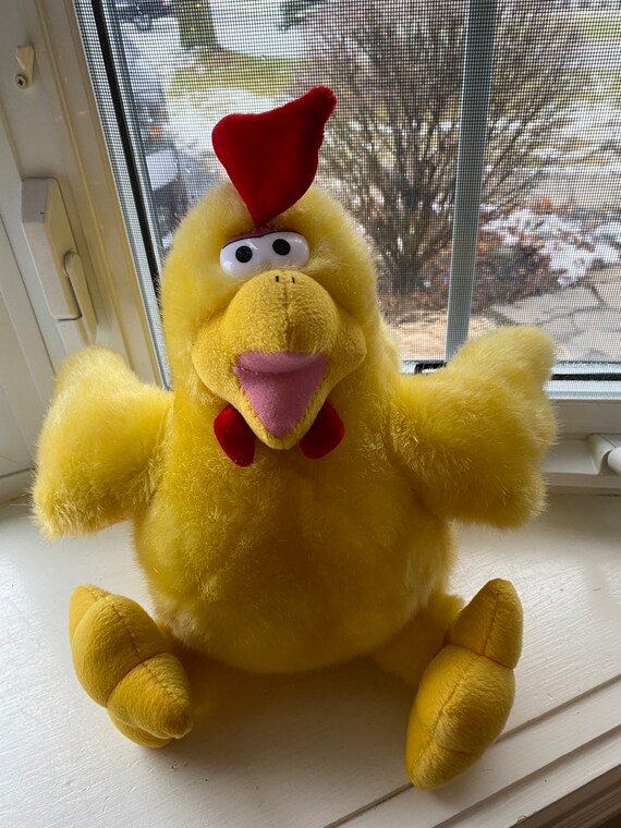 Vintage Plush Chicken Fuzzy Yellow Stuffed Chicken Etsy