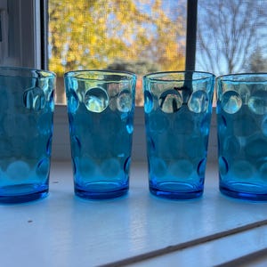 Vintage Blue Juice Glasses, Set of 4, Hazel Atlas El Dorado Juice Glasses