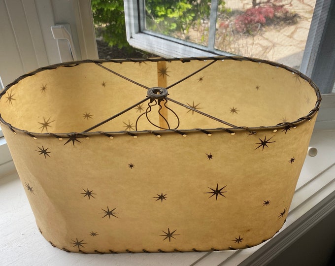 Vintage Fibreglass Lamp Shade With Atomic Stars, Rectangular Lampshade