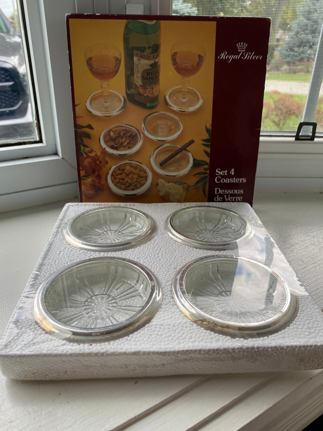 Vintage Glass Coaster With Silver Plated Rim Starburst Etsy