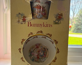 Royal Doulton Bunnykins Child's 3 Piece Set, Plate, Bowl, Mug 1981 Fine Bone China, Made in England