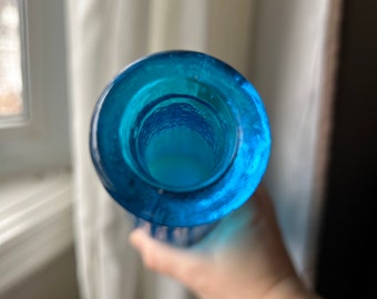 Vintage Italian Genie Bottle in the Aztec Pattern, Empoli Glass