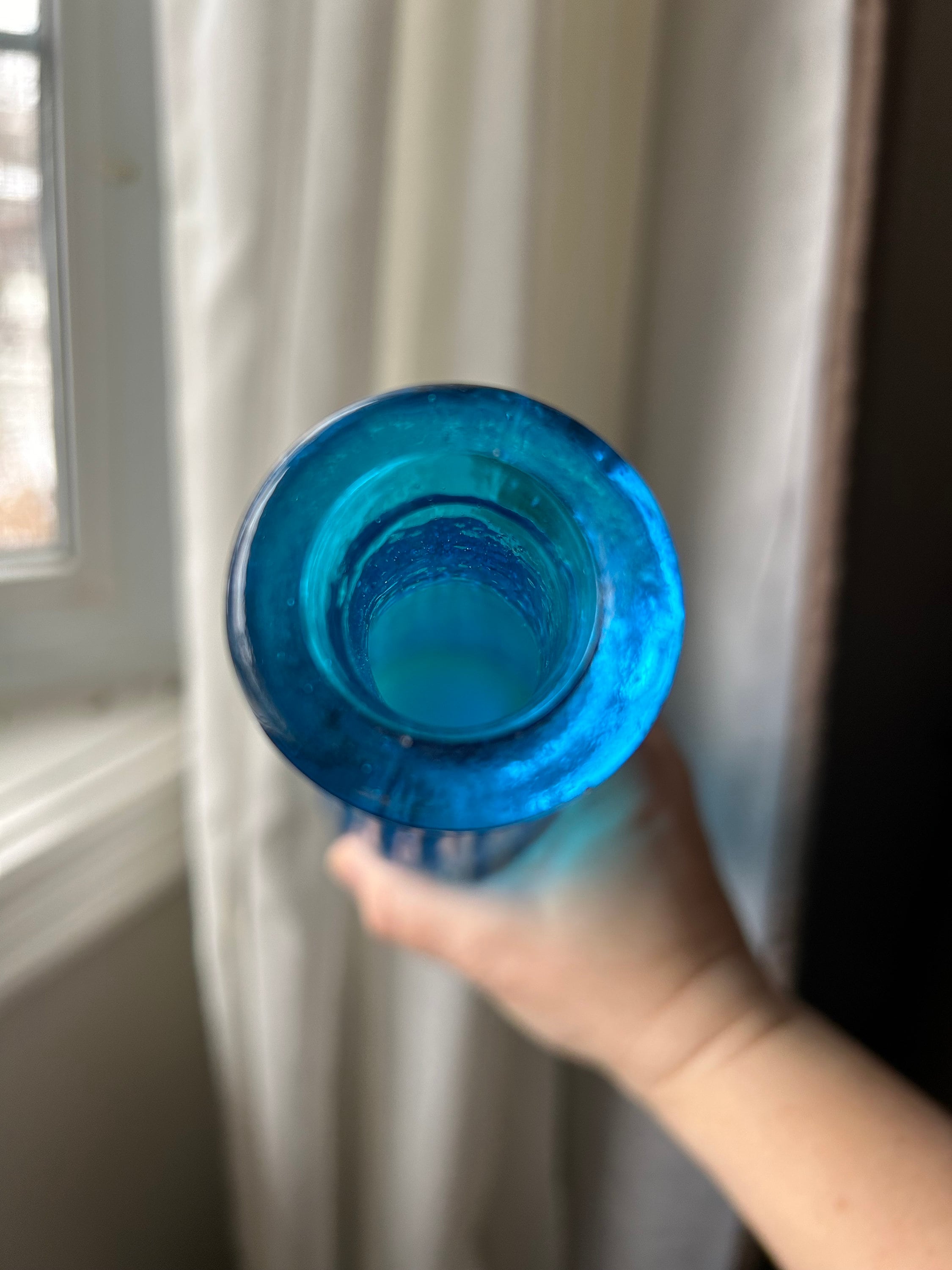 Vintage Italian Genie Bottle in the Aztec Pattern, Empoli Glass