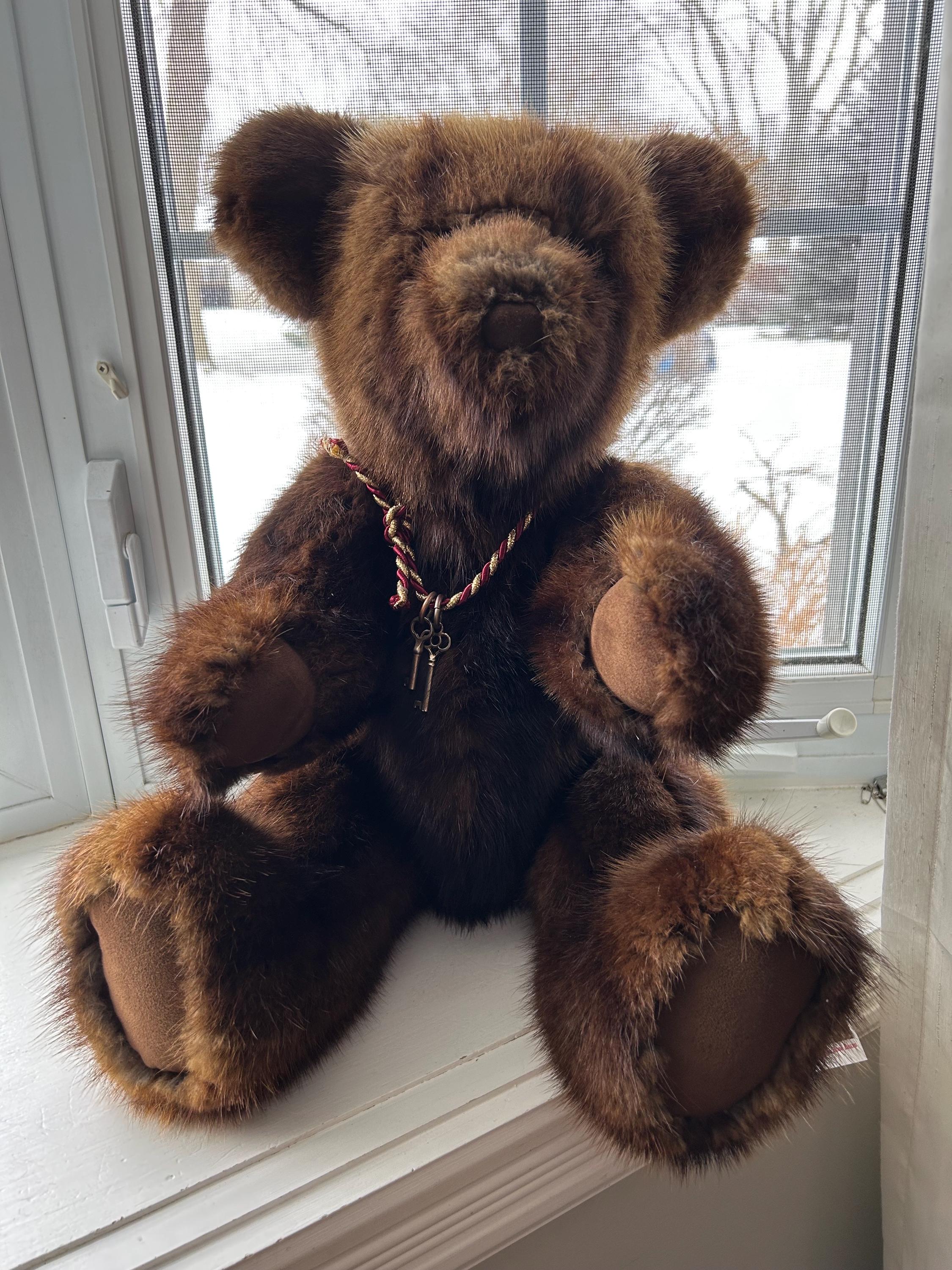 Vintage Jointed Teddy Bear, Real Fur, Hand Crafted, Maggie Rose