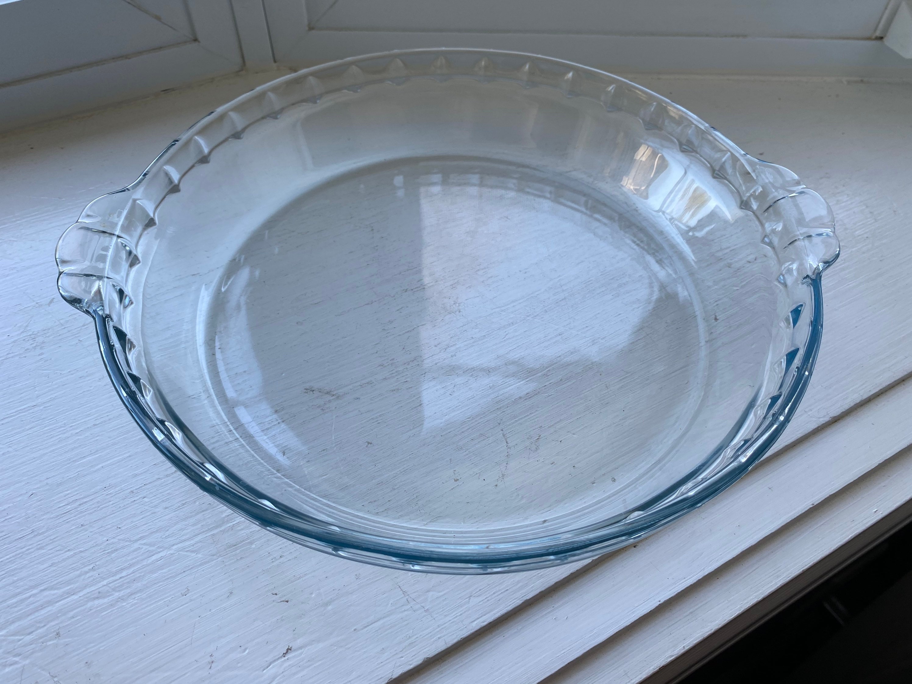 blue pyrex pie dish
