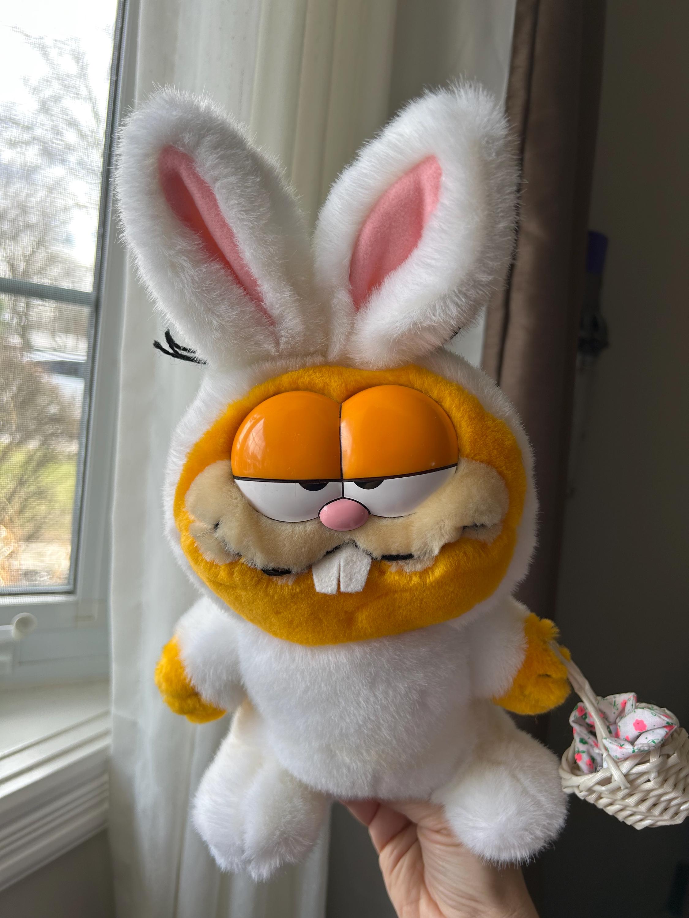 Vintage Garfield Dressed Like the Easter Bunny, 12” Tall, Dakin
