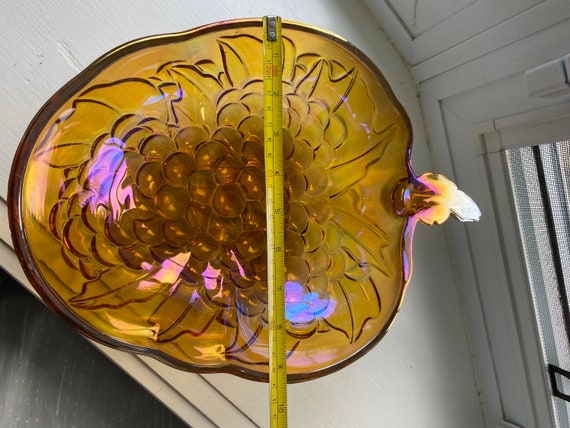 Vintage Indiana Glass Fruit Bowl, Mid-century Amber Carnival Glass