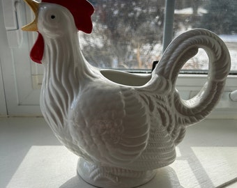 Vintage Rooster Pitcher, Ceramic Pitcher