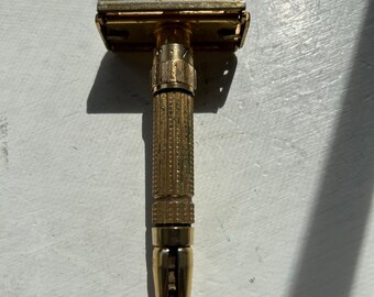 Vintage GILLETTE Toggle Adjustable Gold Plated Safety Razor F4