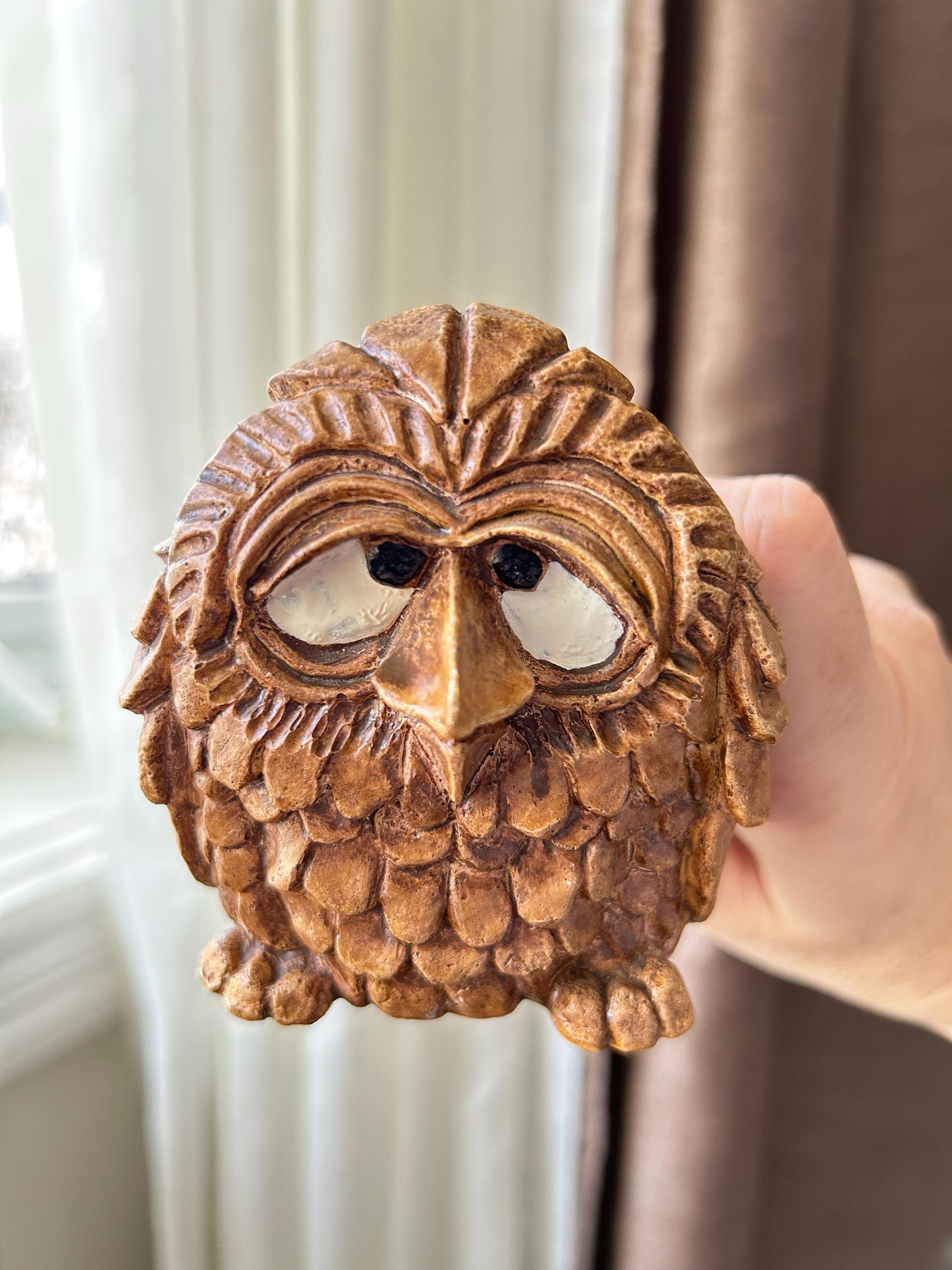 Vintage Bill Vernon Owl Sculpture, 1980 Shade Tree Creations