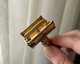 Gillette Adjustable toggle 両刃カミソリDate:F4 Vintage GILLETTE Toggle Adjustable Gold Plated Safety Razor F4