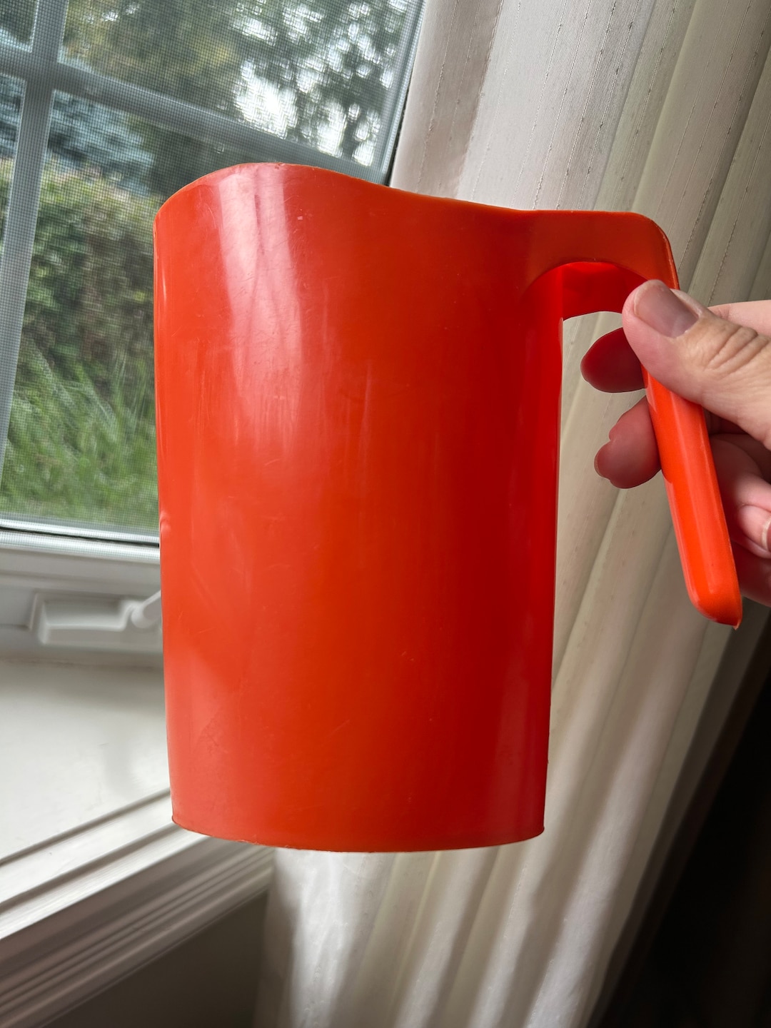 Vintage Milk Jug, Milk Container for Plastic Milk Bags, Twinpak, Made in Canada, Bright Orange