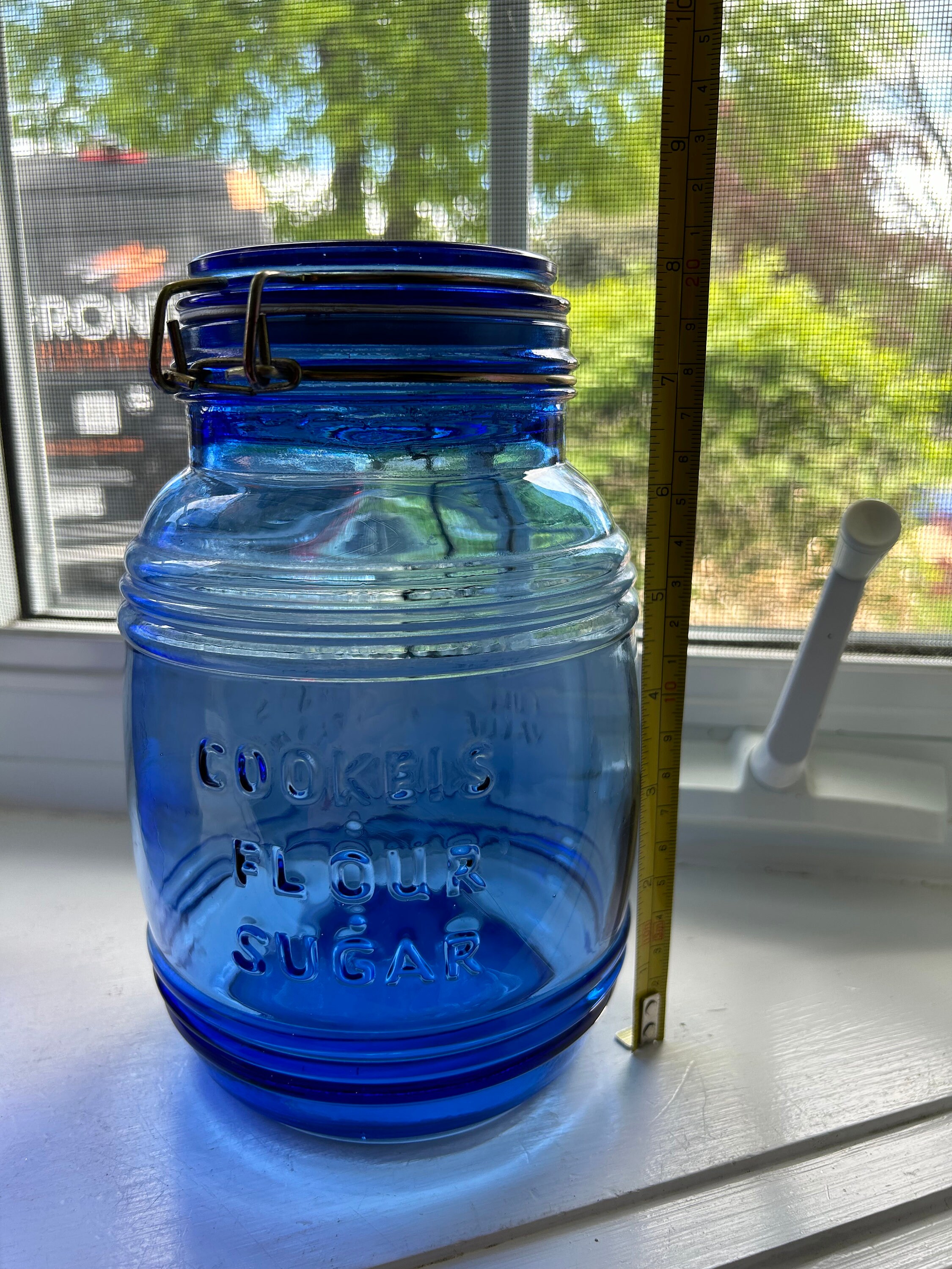 Vintage Cracker Barrel Style Cobalt Blue Glass Canisters, 3 Quarts