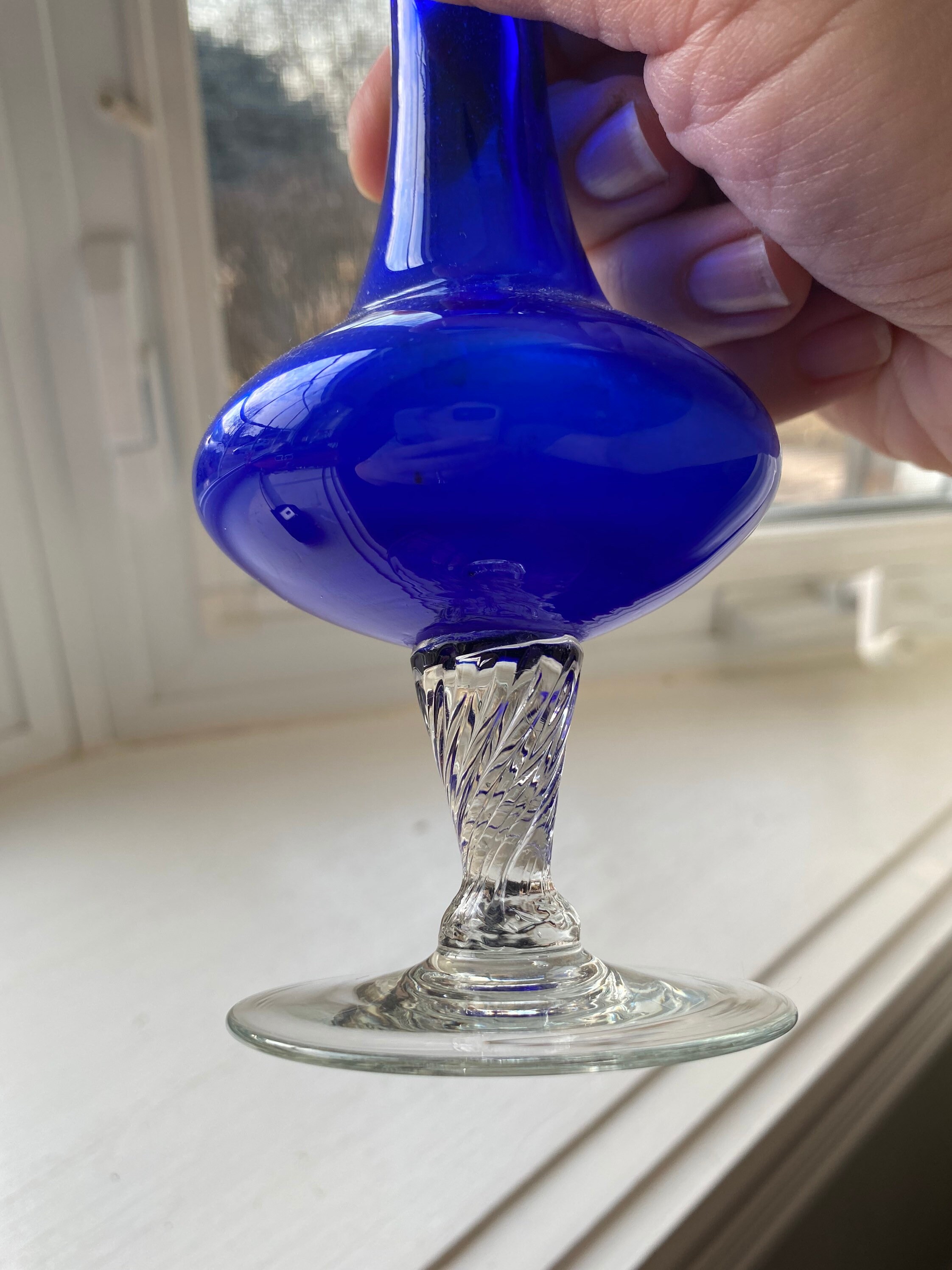 Vintage Cobalt Blue Glass Bud Vase Etsy