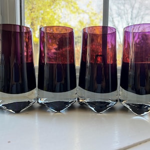 Vintage SKOL PLUM Hi Ball Gläser, Denby Milnor, 4er Set, atemberaubend