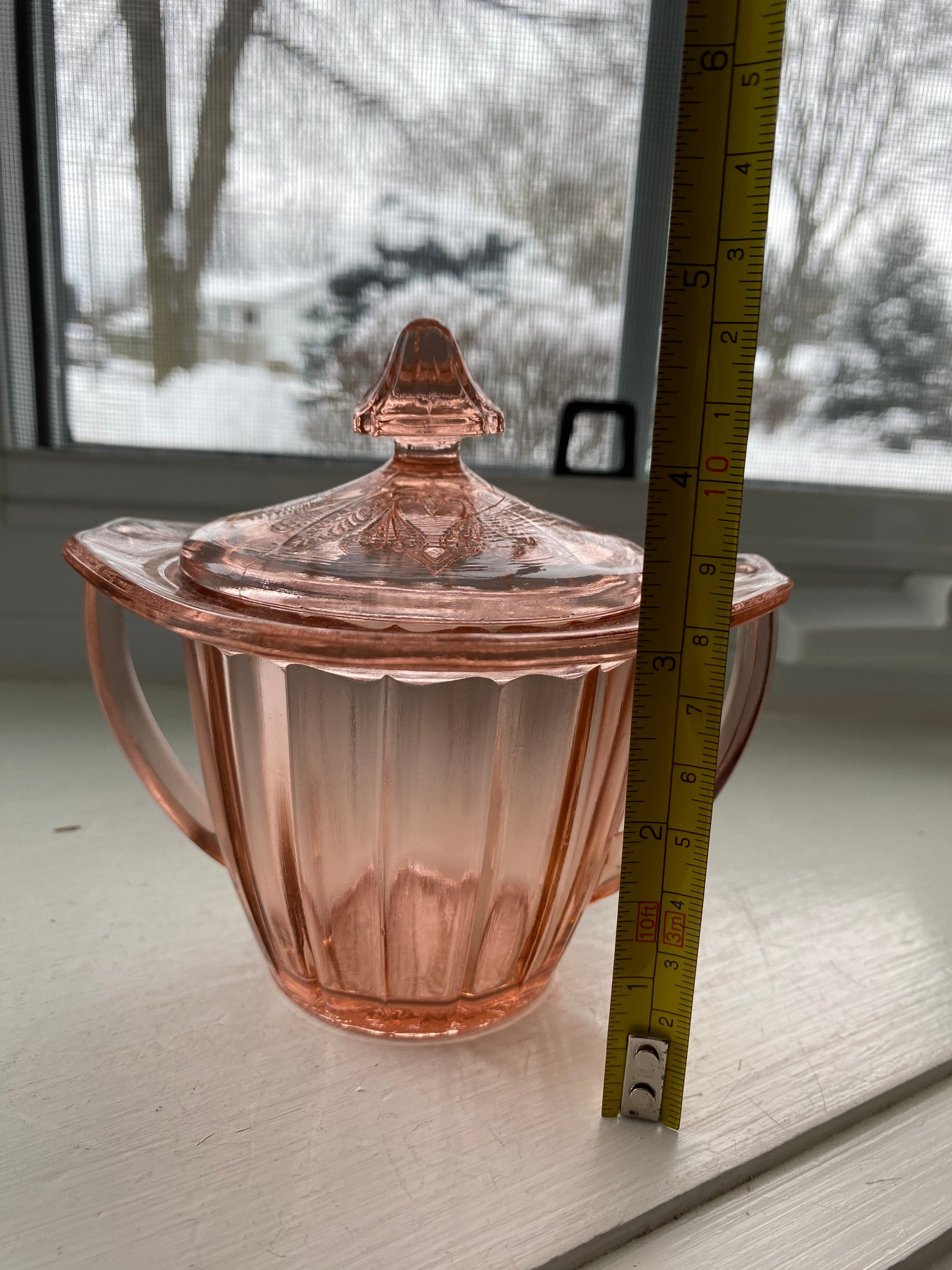 Pink Depression Glass Sugar Bowl Adam Pattern Etsy