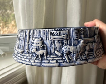 Bol à eau en céramique pour chiens et chats Atlantic Mold, 74 pi, en céramique, bleu