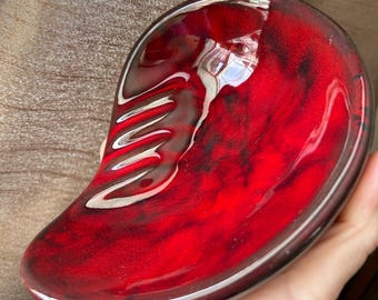 Vintage Ceramic Glazed Ashtray, Red Ashtray, Made in Germany