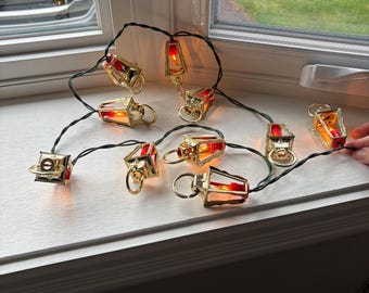 Vintage Silvestri Lantern Christmas Lights Strand, Vintage Little Lanterns, Mini Lights