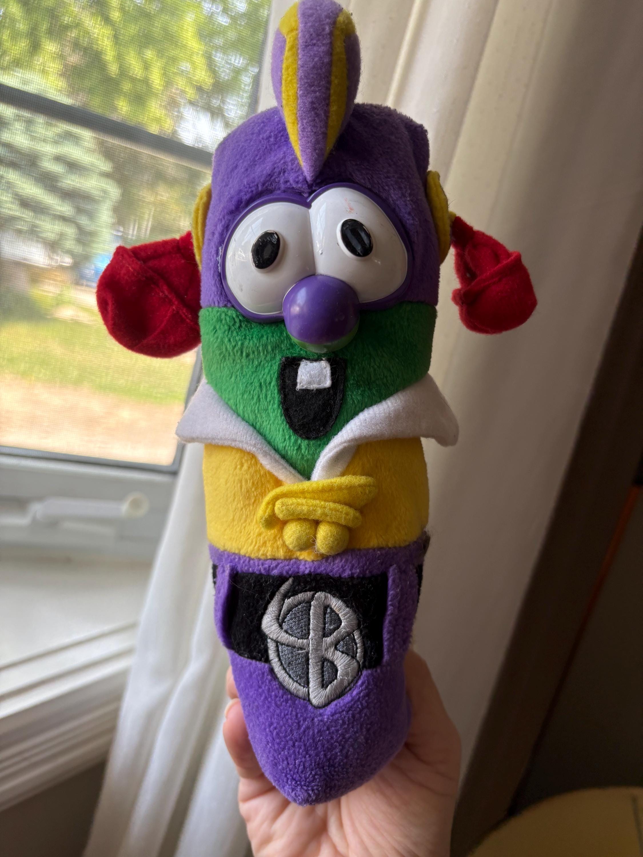 Vintage CR Gibson Larry Boy Cucumber Plush Toy, Veggie Tales