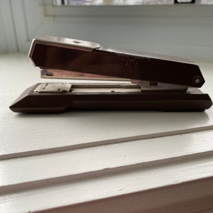 Vintage Apsco Stapler, Mid Century Modern Industrial Age Style, Apsco 4004, Retro Brown Office Stapler, Made in Sweden