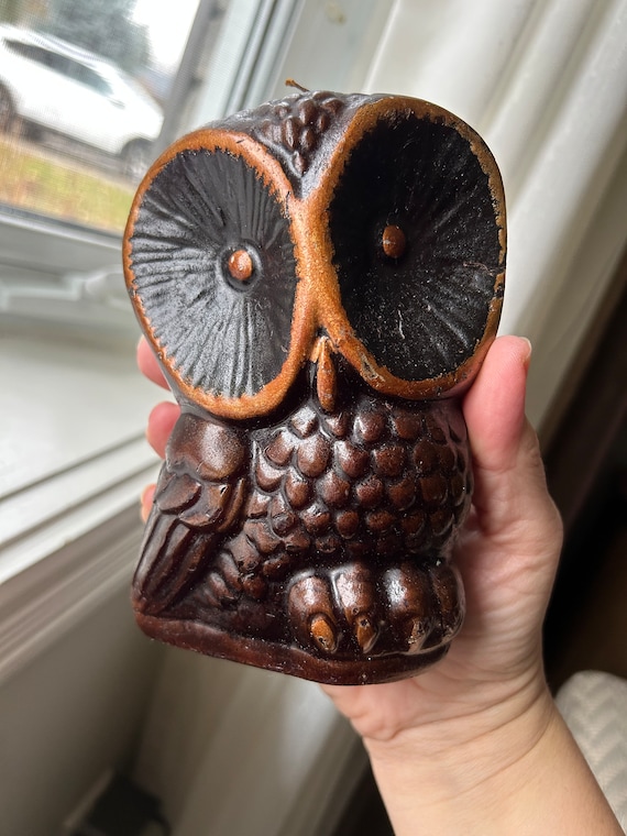 Vintage Owl Candle, Retro Dark Brown Owl Wax Candle - Etsy