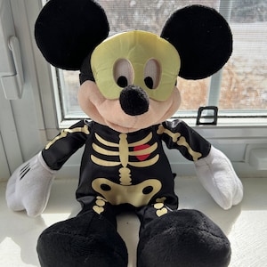 Disney Store Mickey Mouse Halloween Skeleton Costume Plush Toy, Authentic Disney Store
