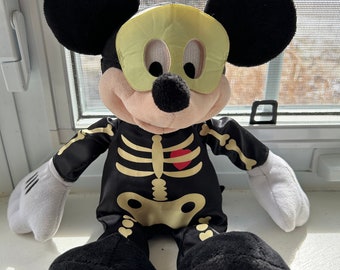 Disney Store Mickey Mouse Halloween Skeleton Costume Plush Toy, Authentic Disney Store