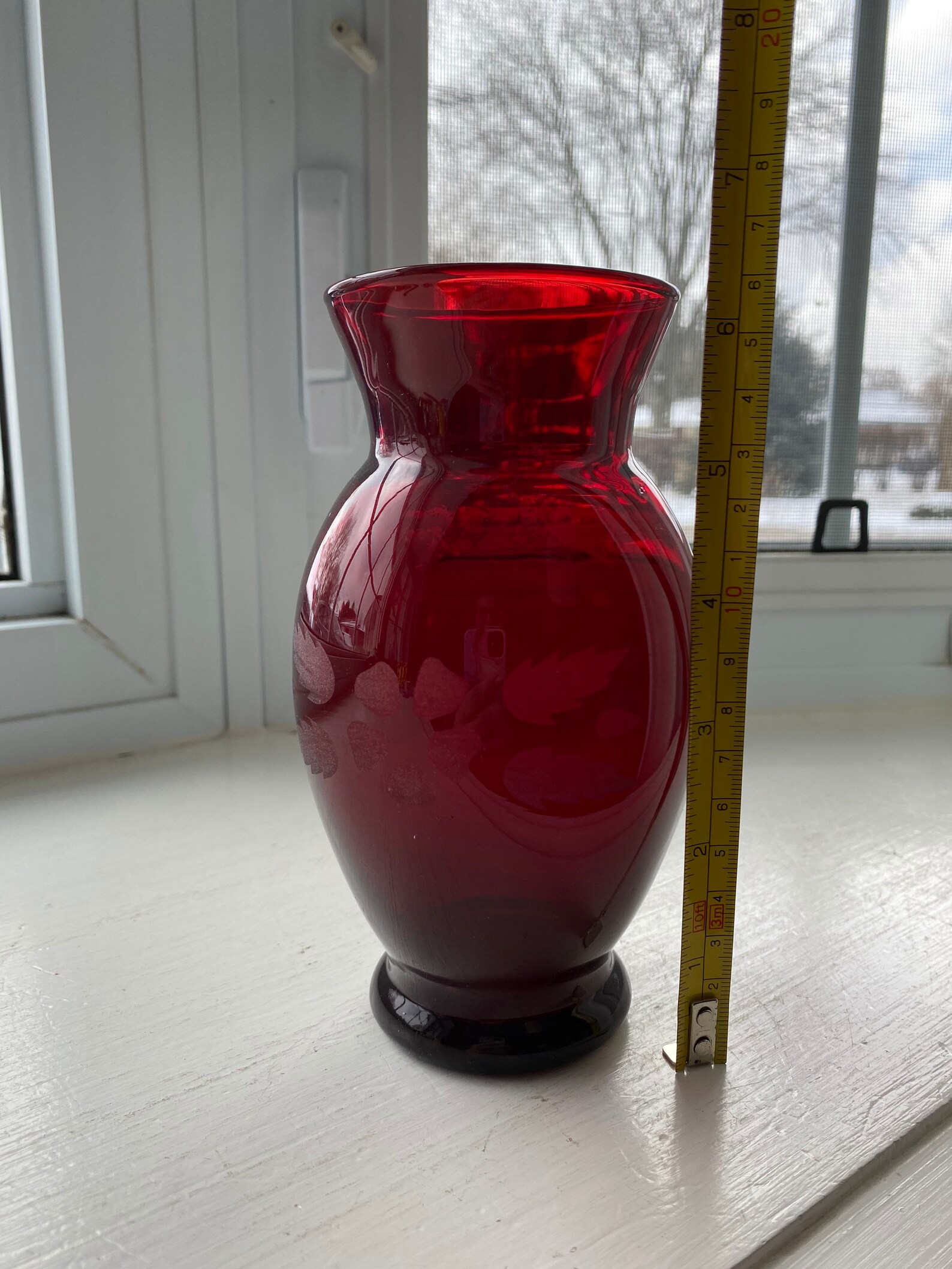 Vintage Ruby Red Glass Vase by Anchor Hocking With Frosted - Etsy