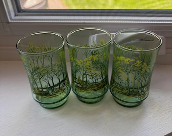 Crisa Blue Flower Juice Glasses, Matches Corelle Dinnerware Blue Velvet ~  Set of 3 Drinking Glasses, Retro Country Farmhouse Kitchen Florals - Etsy