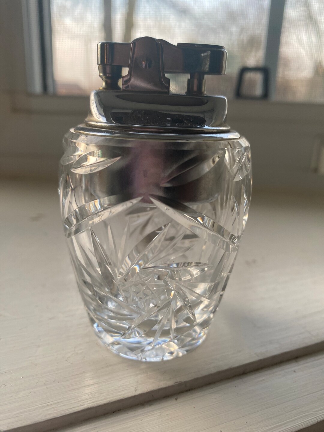 Vintage Crystal Lighter Glass Crystal Table Lighter Japan Etsy