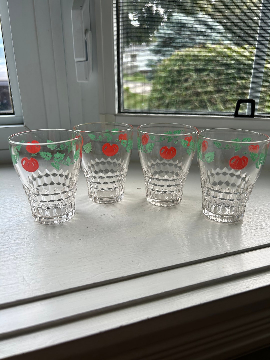 Vintage Tomato Juice Glasses Set of 4 Etsy