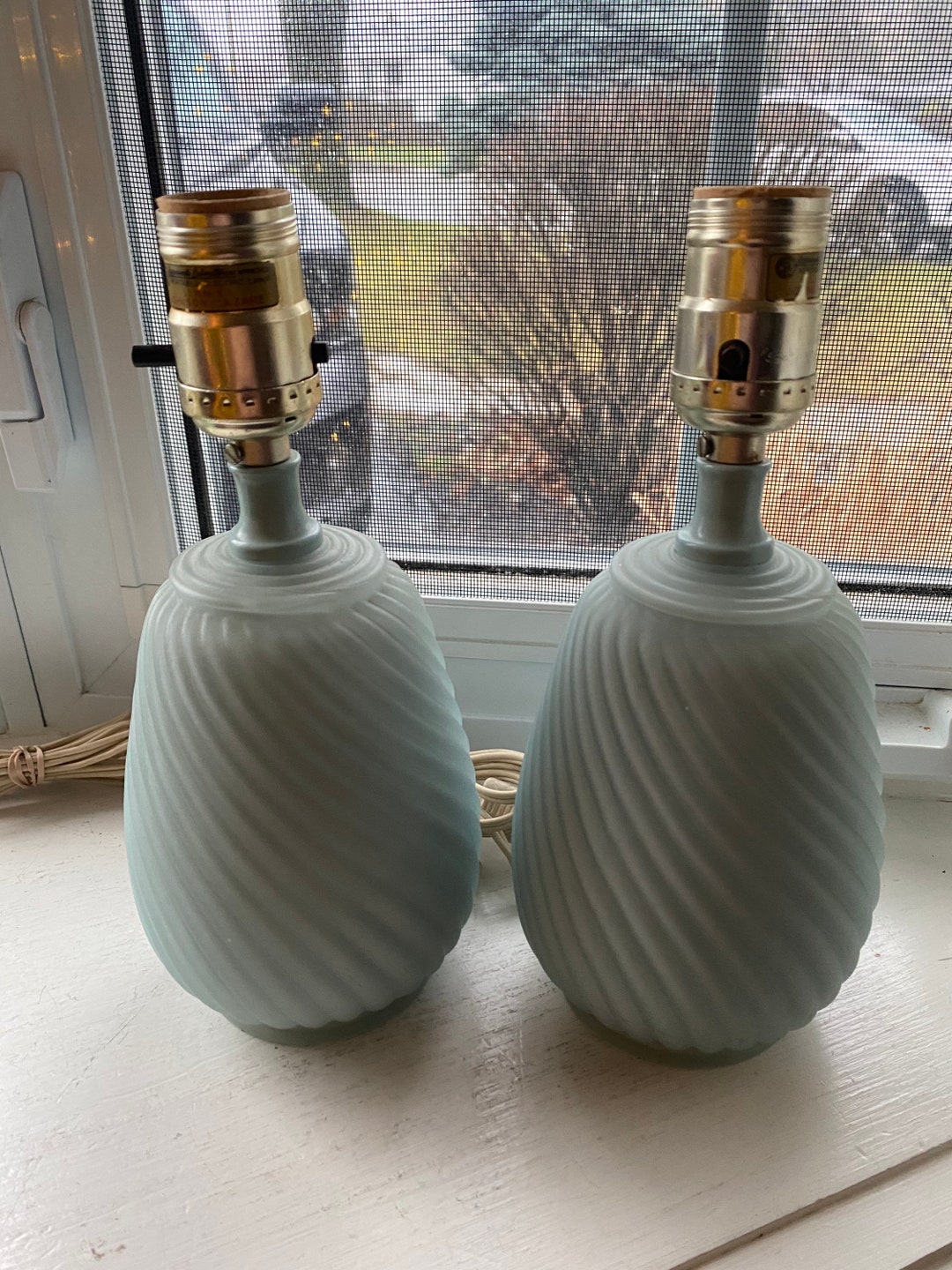 Vintage Johnson Lazare Lamps, Pair of 2 Glass Small Lamps Etsy