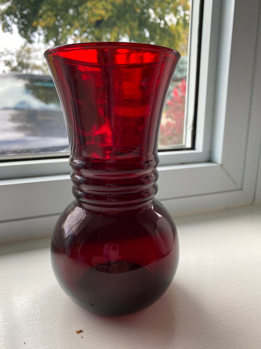 Vintage Ruby Red Vase - Etsy