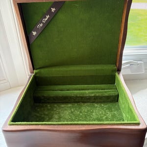 Vintage Jasco Wooden Jewellery Box With Green Velvet - The Duke