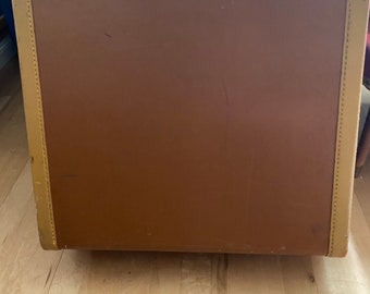 Vintage Brown Leather Suitcase, Made in England, With Keys