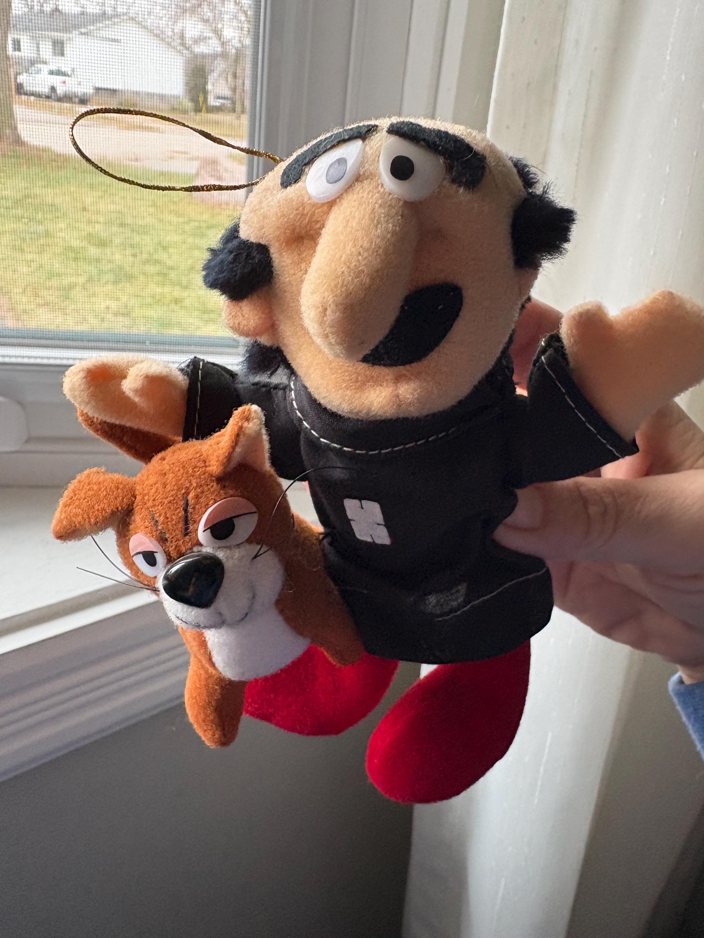 Gargamel and Azrael Plush Hanging Ornament, Wallace Berrie, 1983