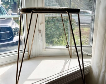 MCM Stacking Stool With Hairpin Legs, Vinyl Seat, Retro Kitchen, Vintage Decor