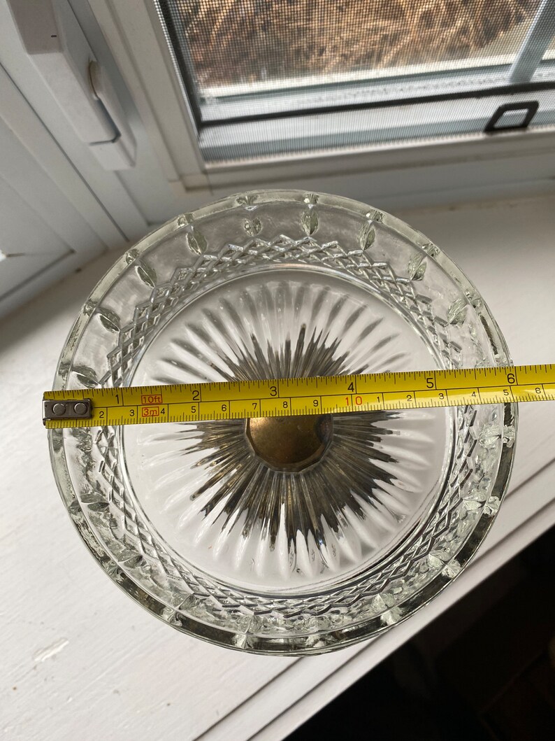 Vintage Crystal Bowl on Brass Pedestal and Marble Base With Etsy