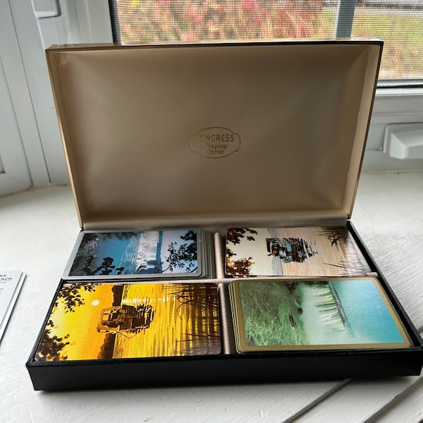 Vintage Congress Playing Cards, CEL-U-TONE Finish, Pack of 4 Decks, Gift Set Case