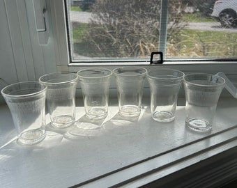 Vintage Dominion Glass Saguenay Depression Glass Juice Glasses, Set of 6