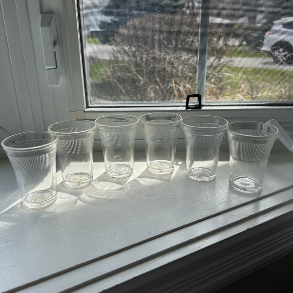 Vintage Dominion Glass Saguenay Depression Glass Juice Glasses, Set of 6