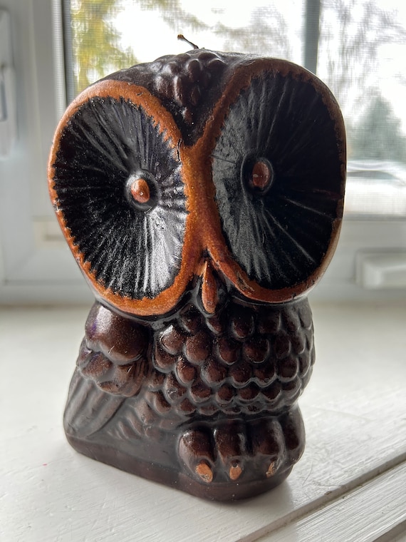 Vintage Owl Candle, Retro Dark Brown Owl Wax Candle - Etsy