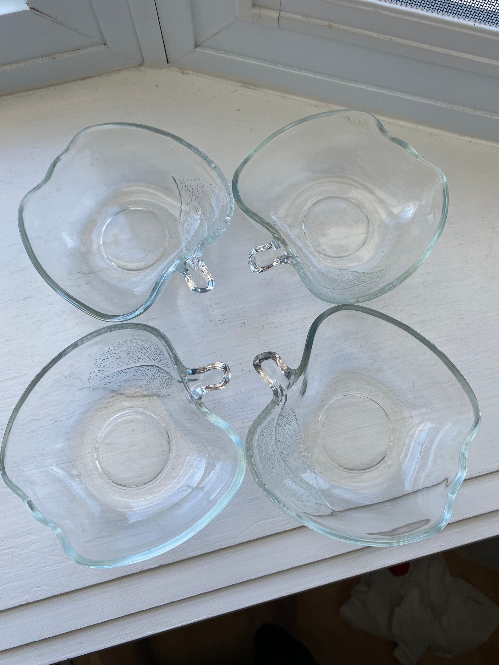 Vintage Set of 4 Clear Glass Apple Shaped Bowls Etsy