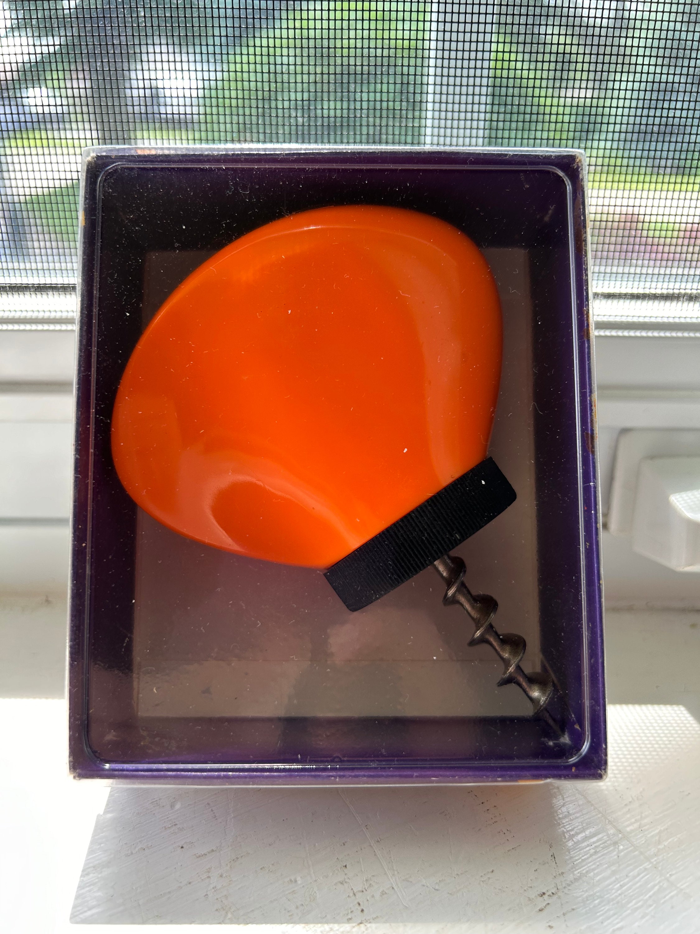 Vintage Sieger 600 Corkscrew, Retro Orange Wine Bottle Opener