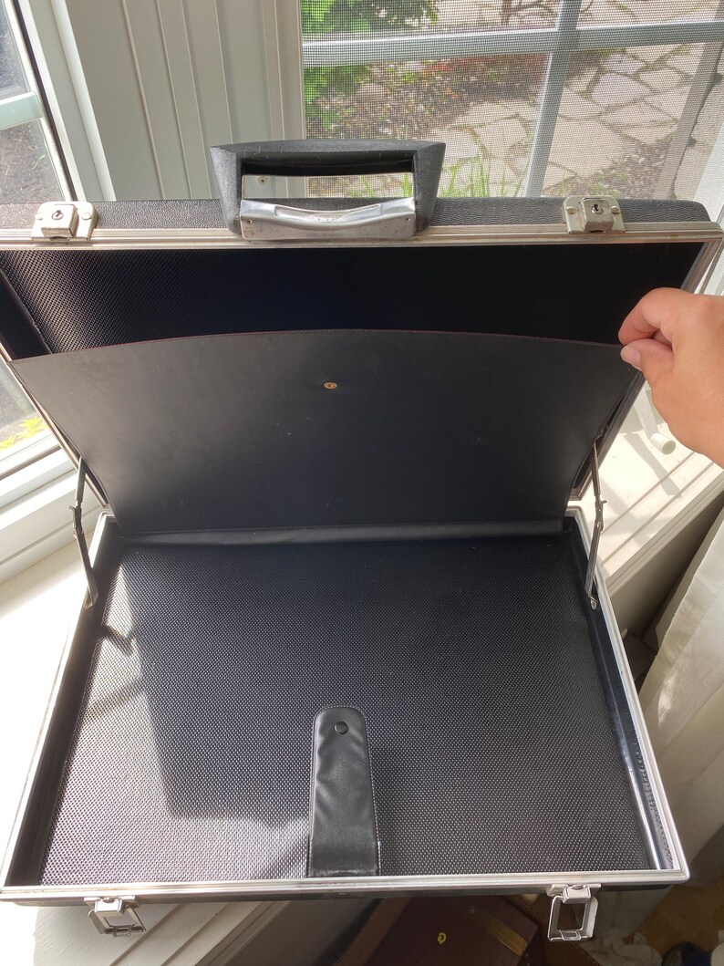 Vintage Black Plastic Briefcase/attaché Case Lightweight Red Etsy